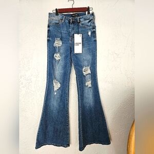 Nwt Almost Famous High Rise Flare Women 9 Y2k Jeans Grunge Hippie Boho Festival